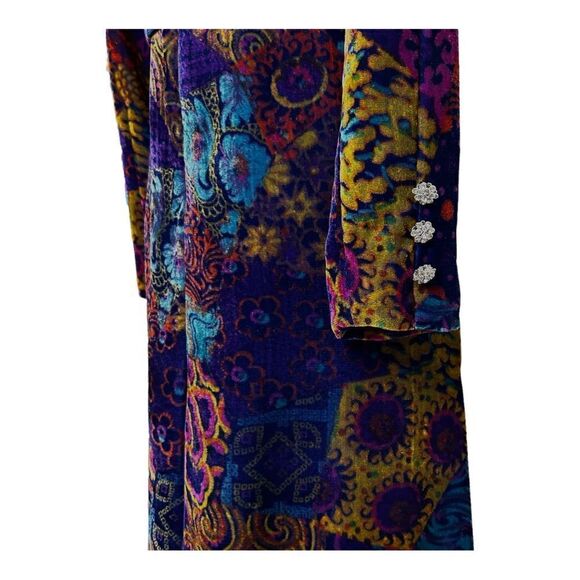 VOGUE Paris Collection Vintage Velvet Gown Long Sleeves Blue Floral - Picture 8 of 10